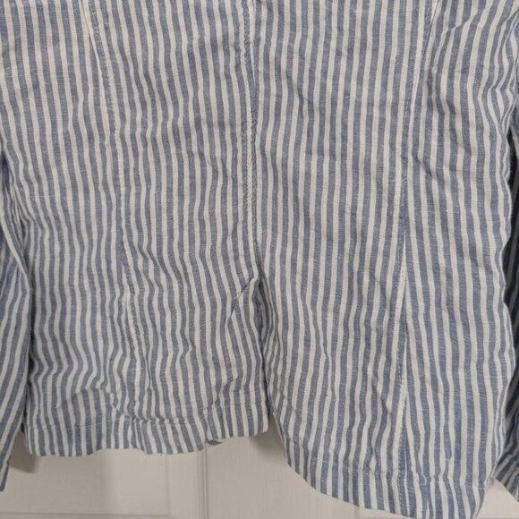 Tahari Linen Stripe Blazer Womens Size Medium Blue Lightweight Nautical Jacket - Picture 8 of 11
